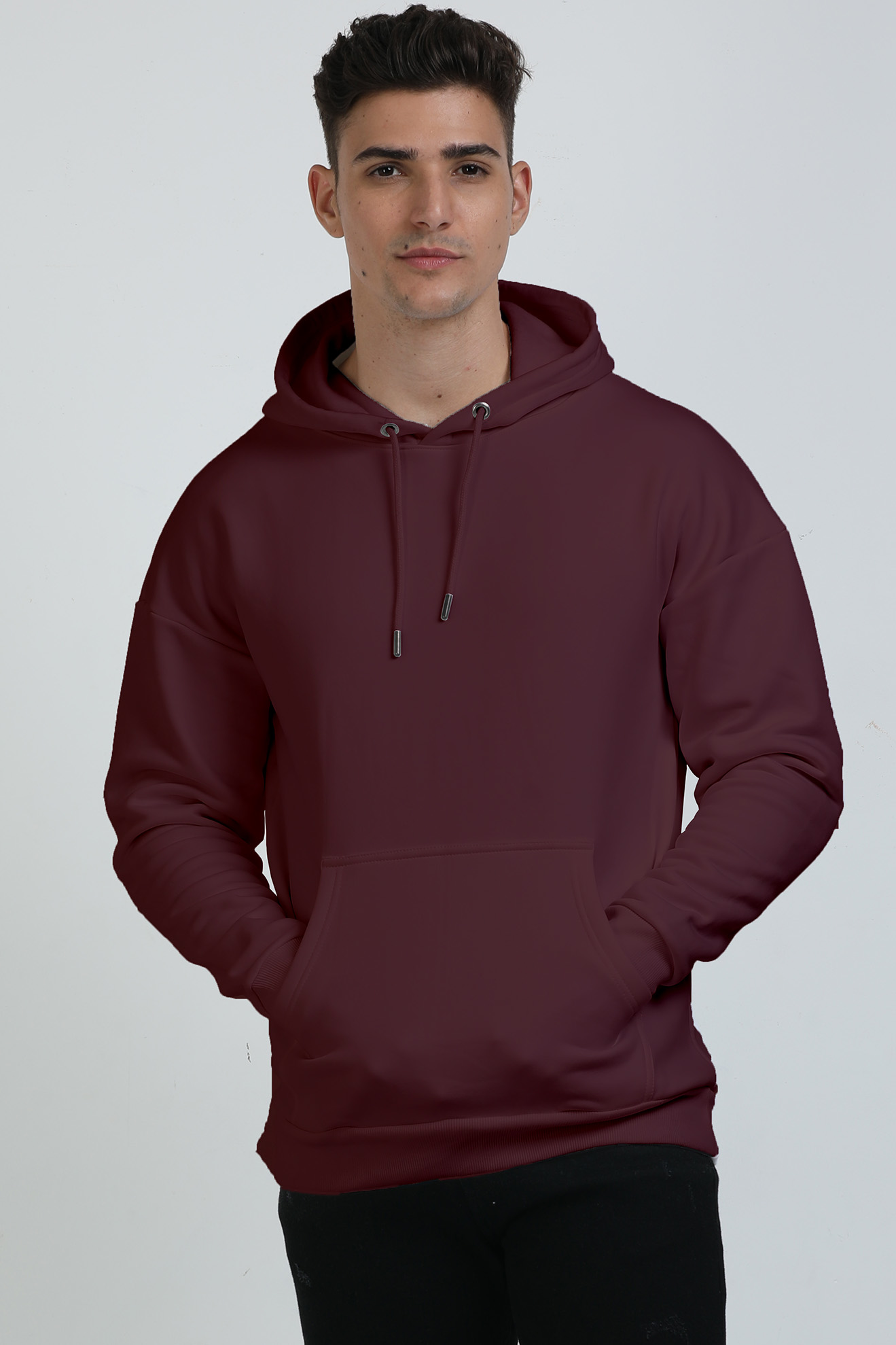 Solid Maroon Oversized Heavy Hoodie
