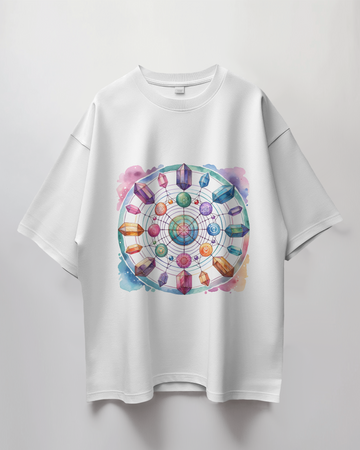 Crystal Circle Graphic Print Oversized T-Shirt