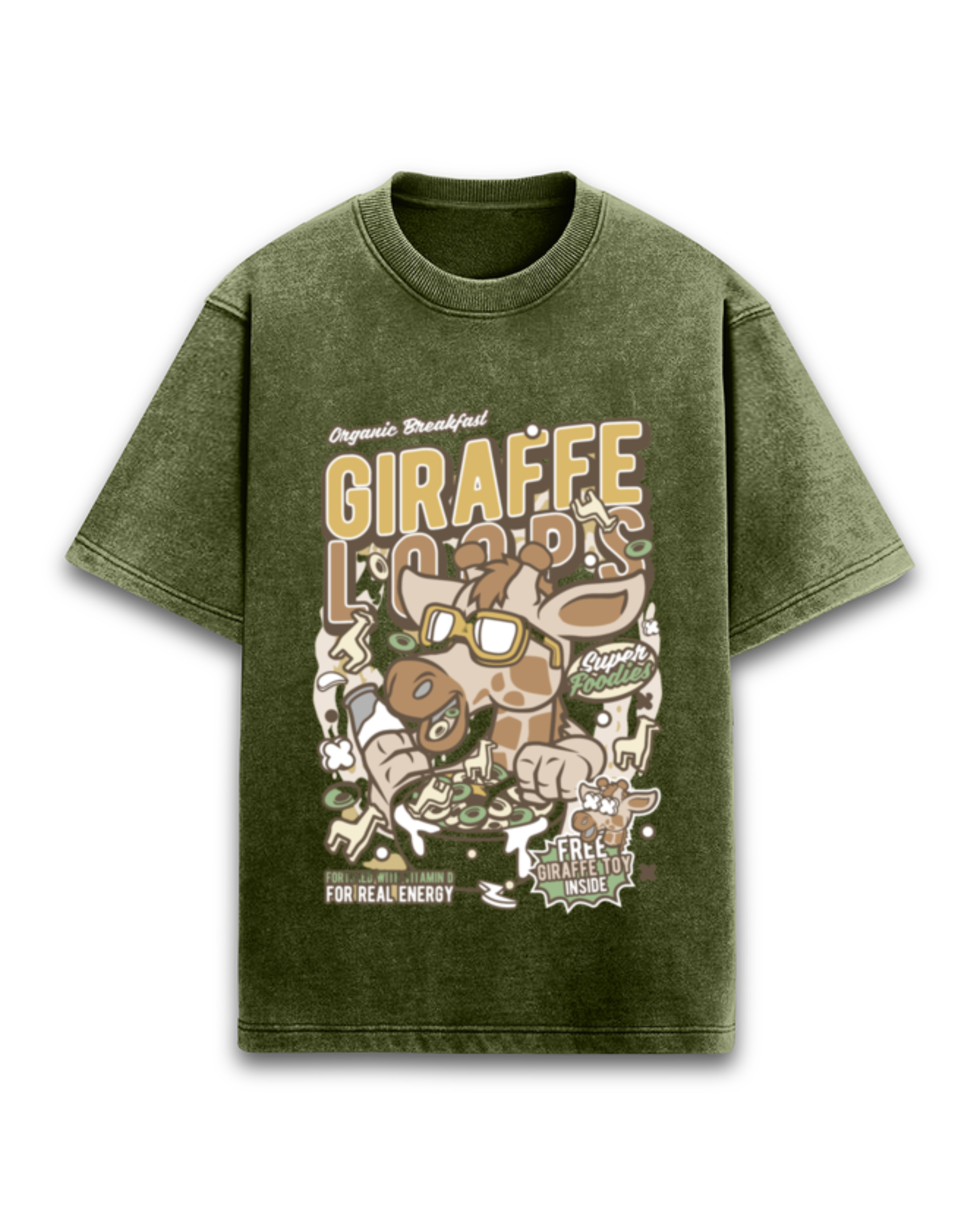 Giraffe Loops Acid Wash Oversized T-Shirt