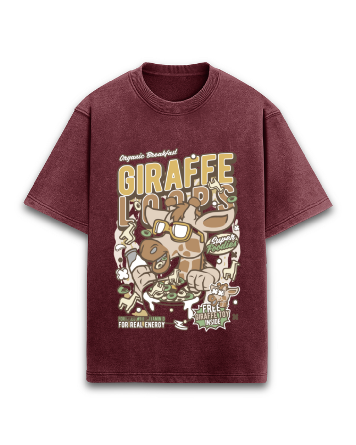 Giraffe Loops Acid Wash Oversized T-Shirt