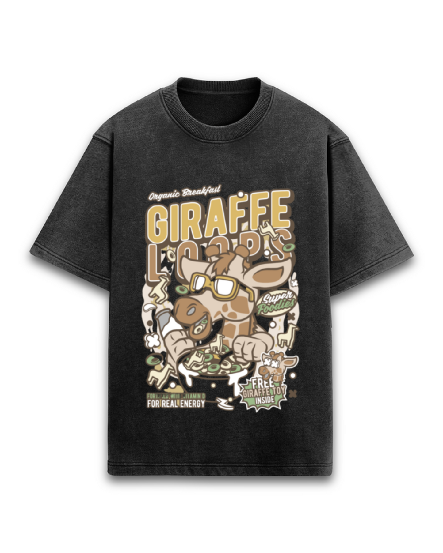 Giraffe Loops Acid Wash Oversized T-Shirt