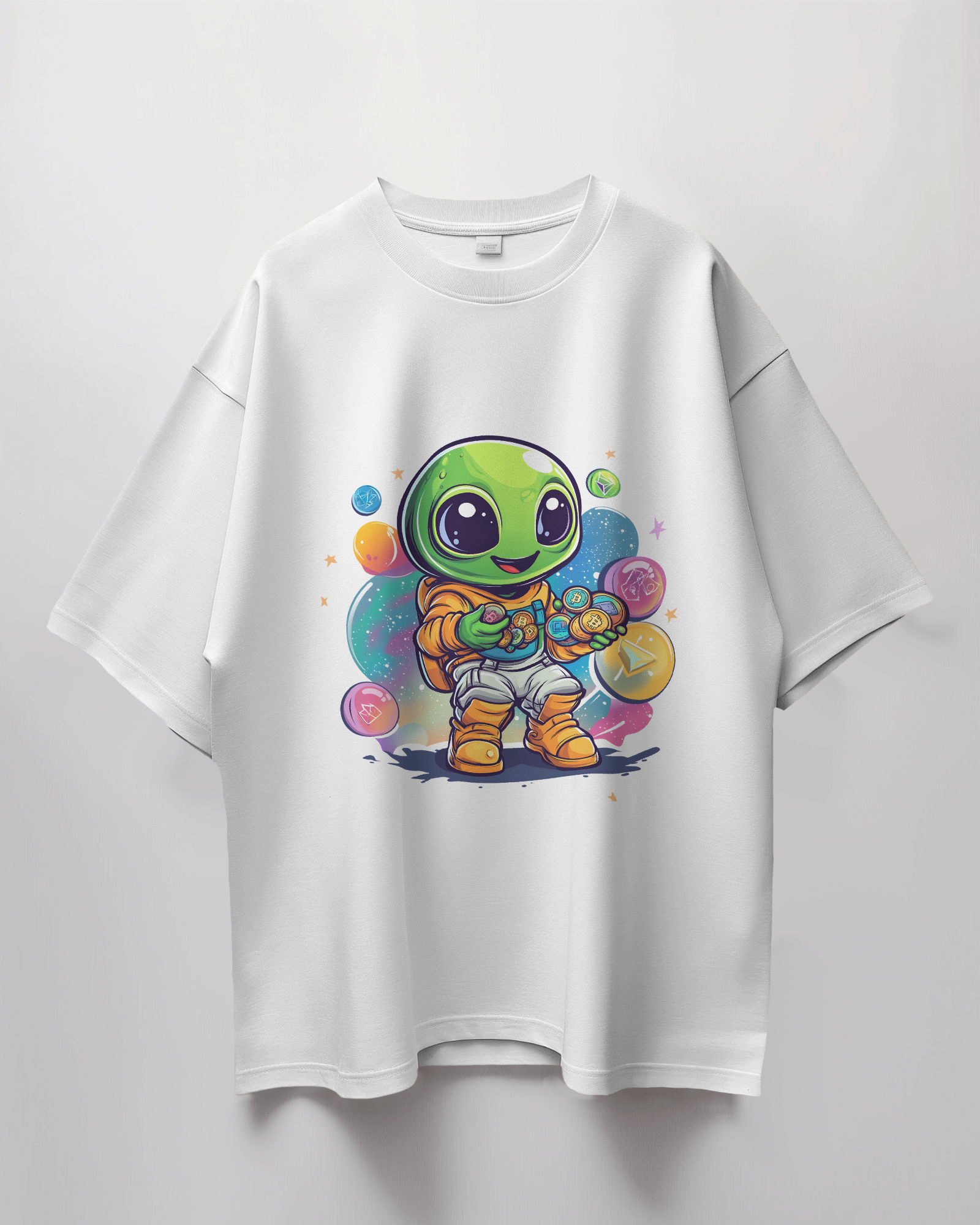 Crypto Alien Graphic Print Oversized T-Shirt