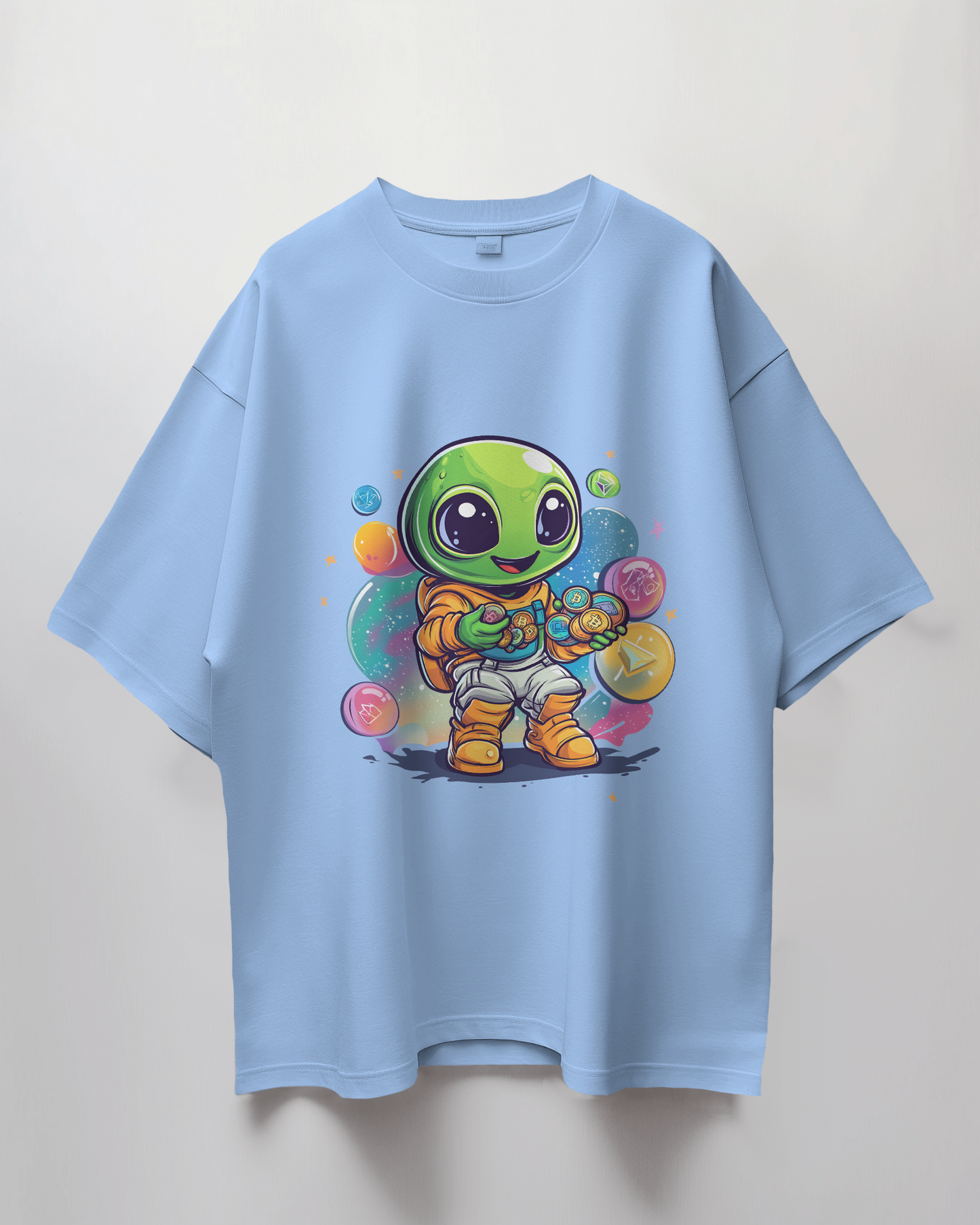 Crypto Alien Graphic Print Oversized T-Shirt