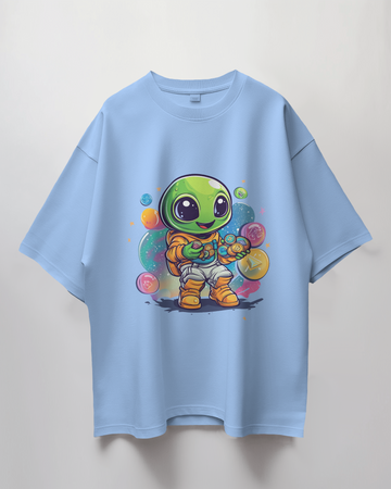 Crypto Alien Graphic Print Oversized T-Shirt