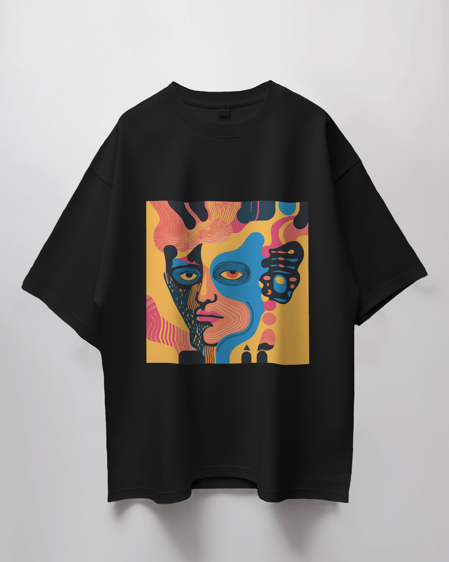 Face Doodle Graphic Print Oversized T-Shirt