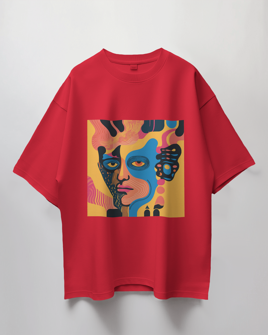 Face Doodle Graphic Print Oversized T-Shirt