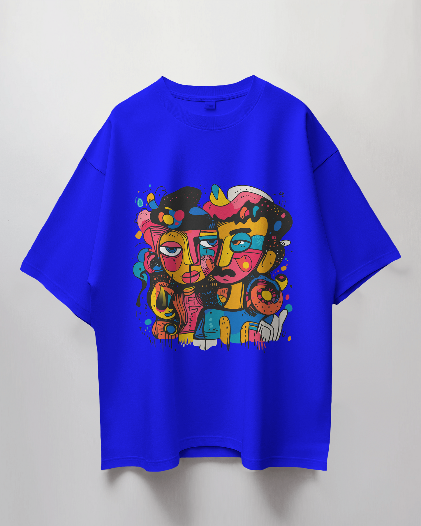 Face Doodle Graphic Print Oversized T-Shirt