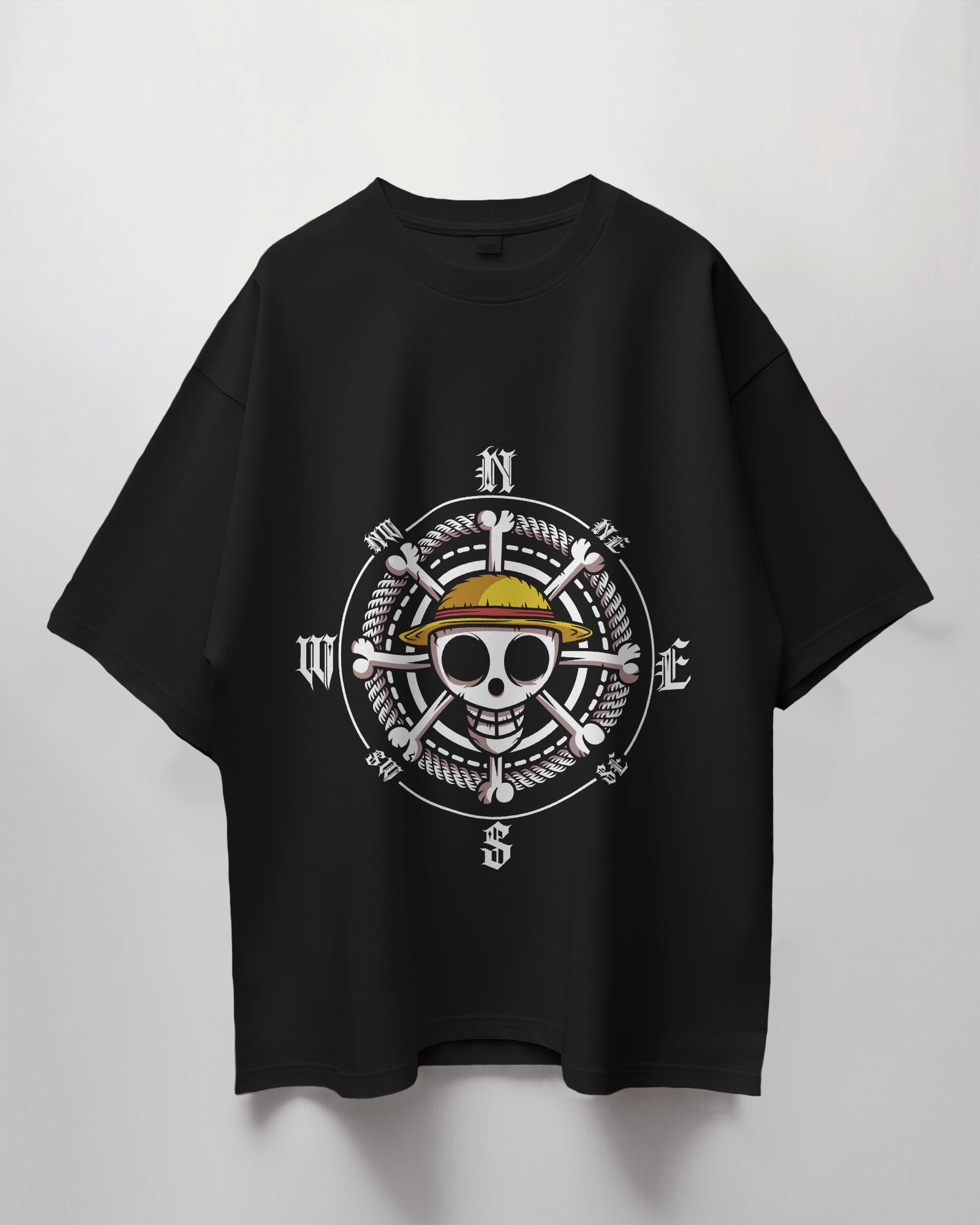 One Piece Straw Hat Skull Logo Terry Oversized T-Shirt