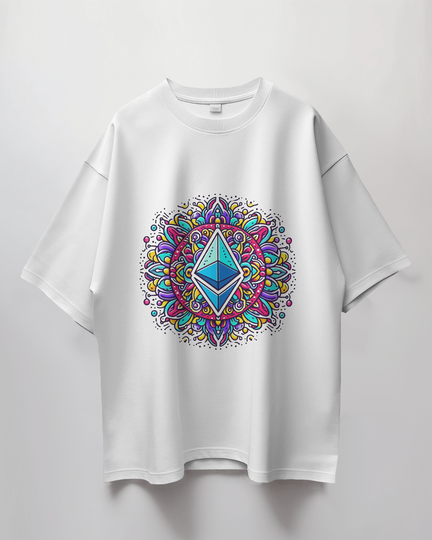Ethereum Doodle Graphic Print Oversized T-Shirt