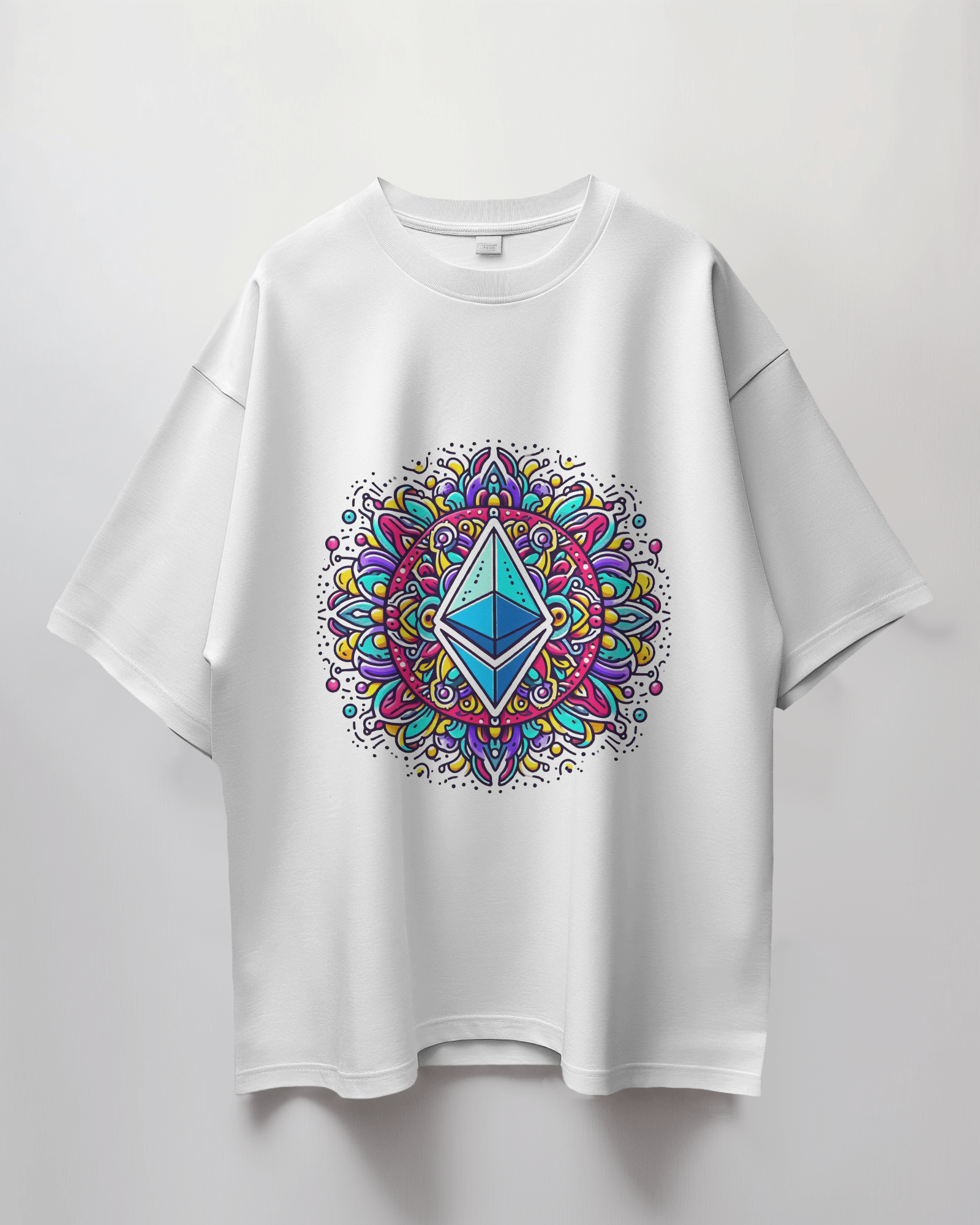 Ethereum Doodle Graphic Print Oversized T-Shirt