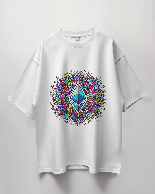 Ethereum Doodle Graphic Print Oversized T-Shirt