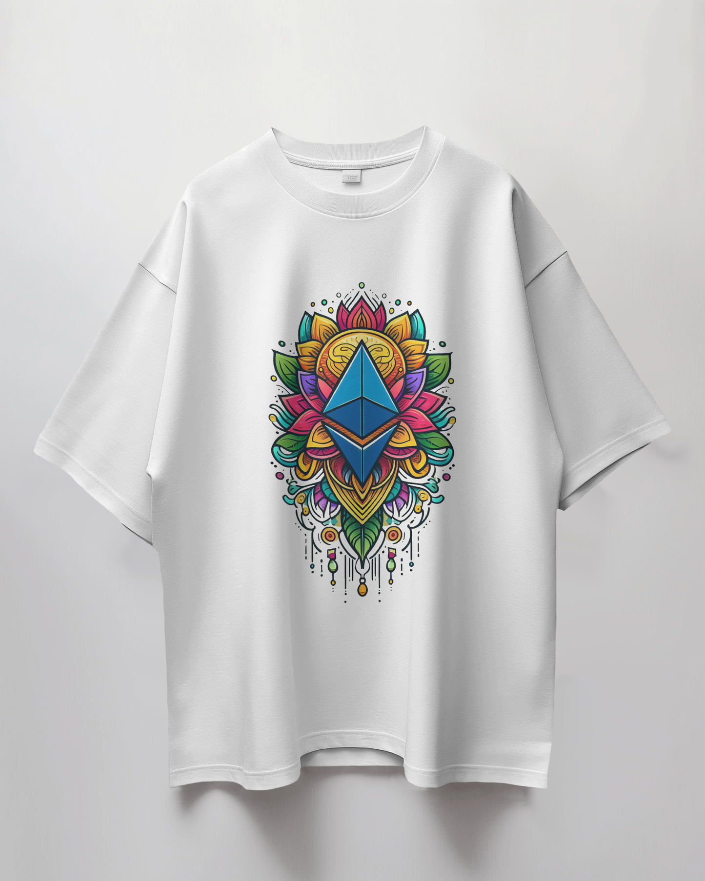 Ethereum Doodle Graphic Print Oversized T-Shirt