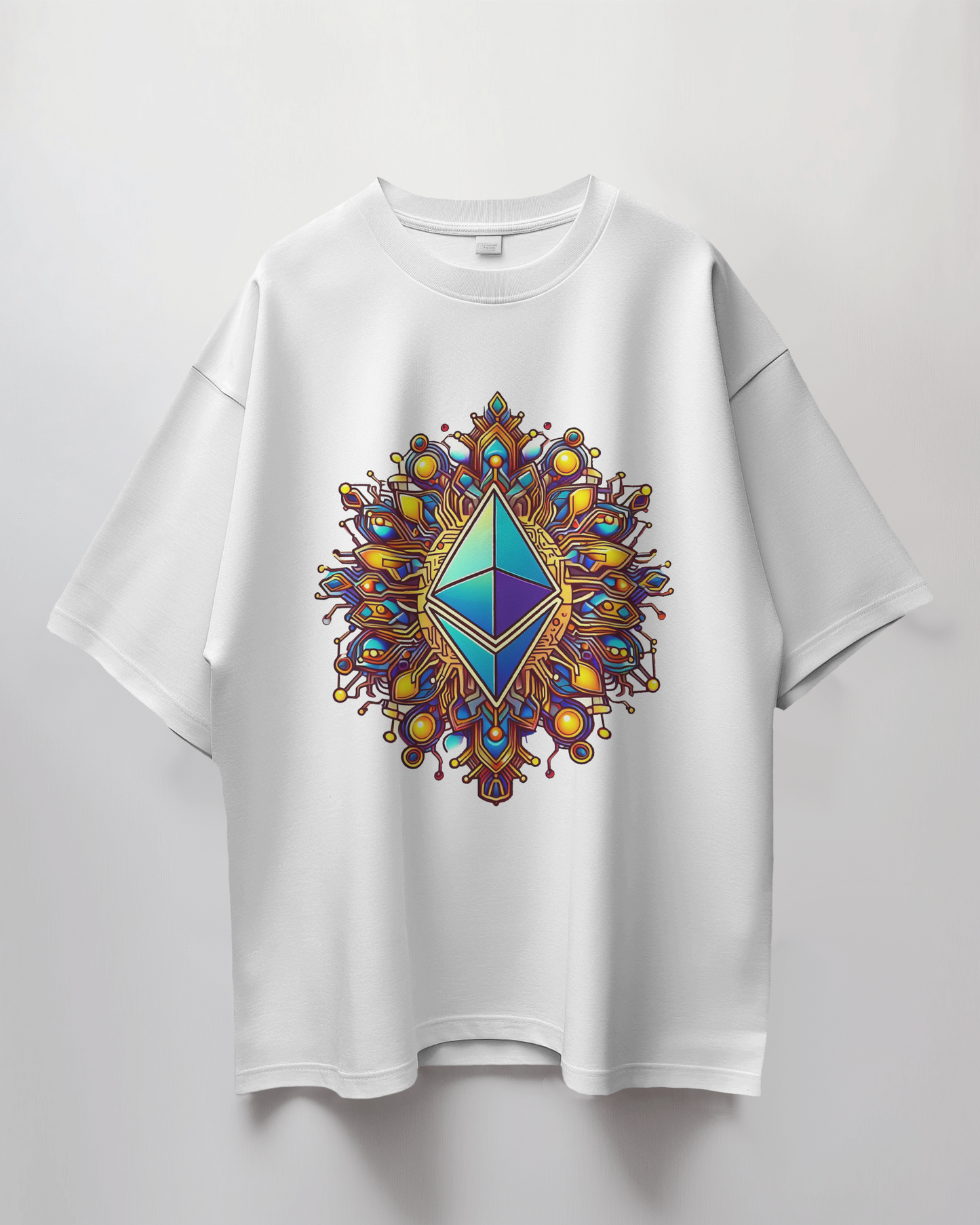 Ethereum Tech Graphic Print Oversized T-Shirt