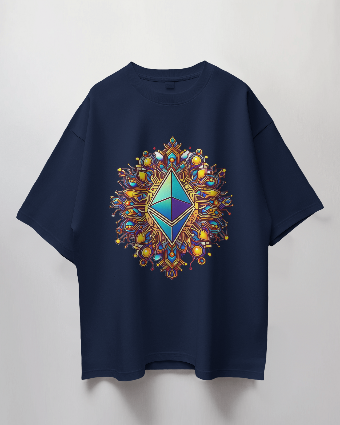 Ethereum Tech Graphic Print Oversized T-Shirt