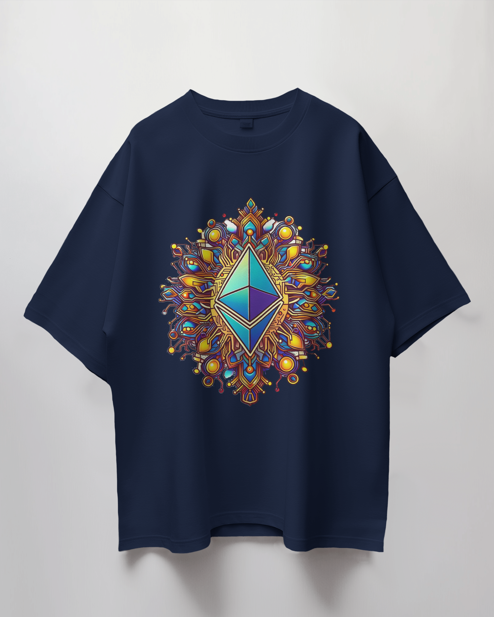 Ethereum Tech Graphic Print Oversized T-Shirt