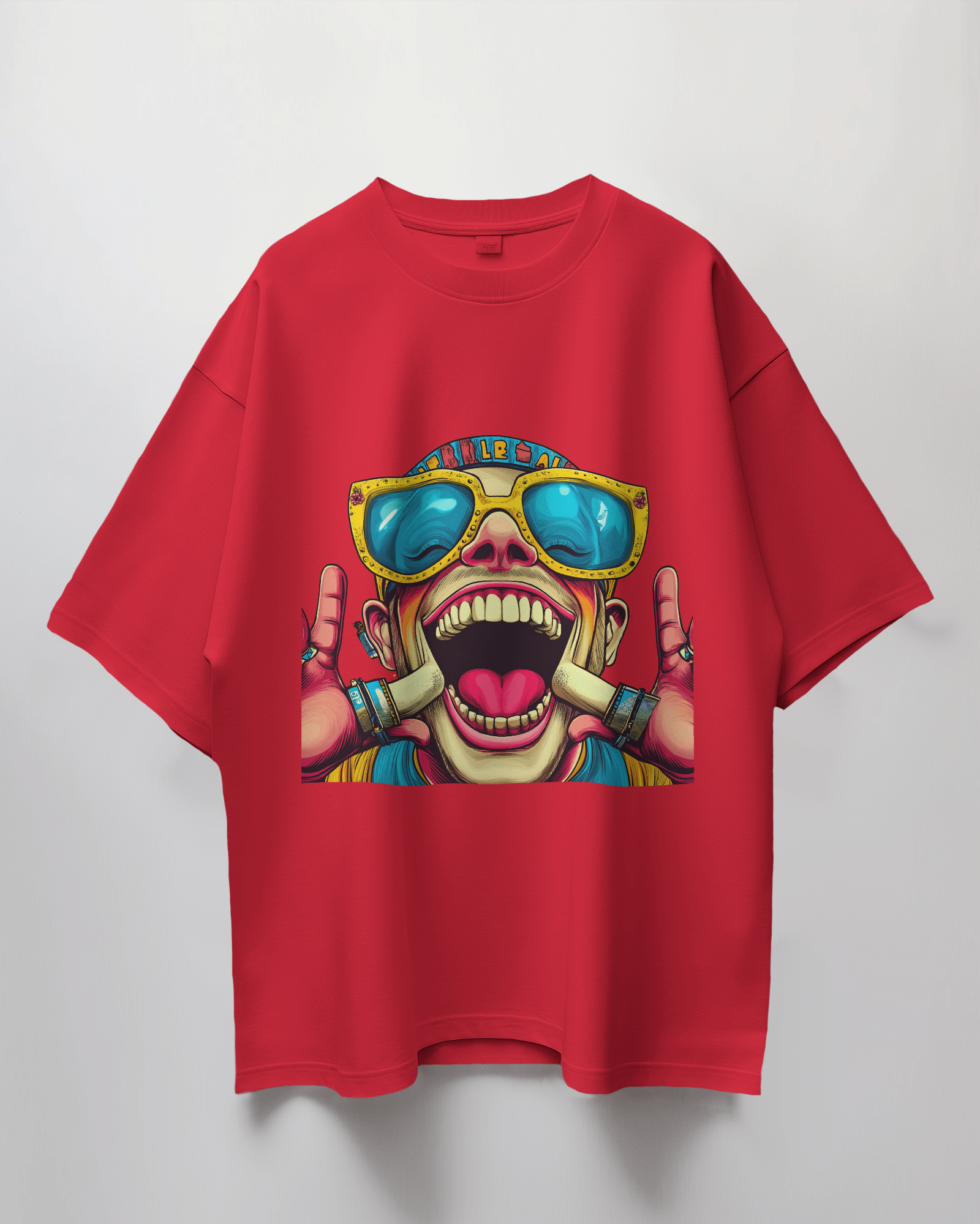 Teasing Smile Graphic Print Oversized T-Shirt