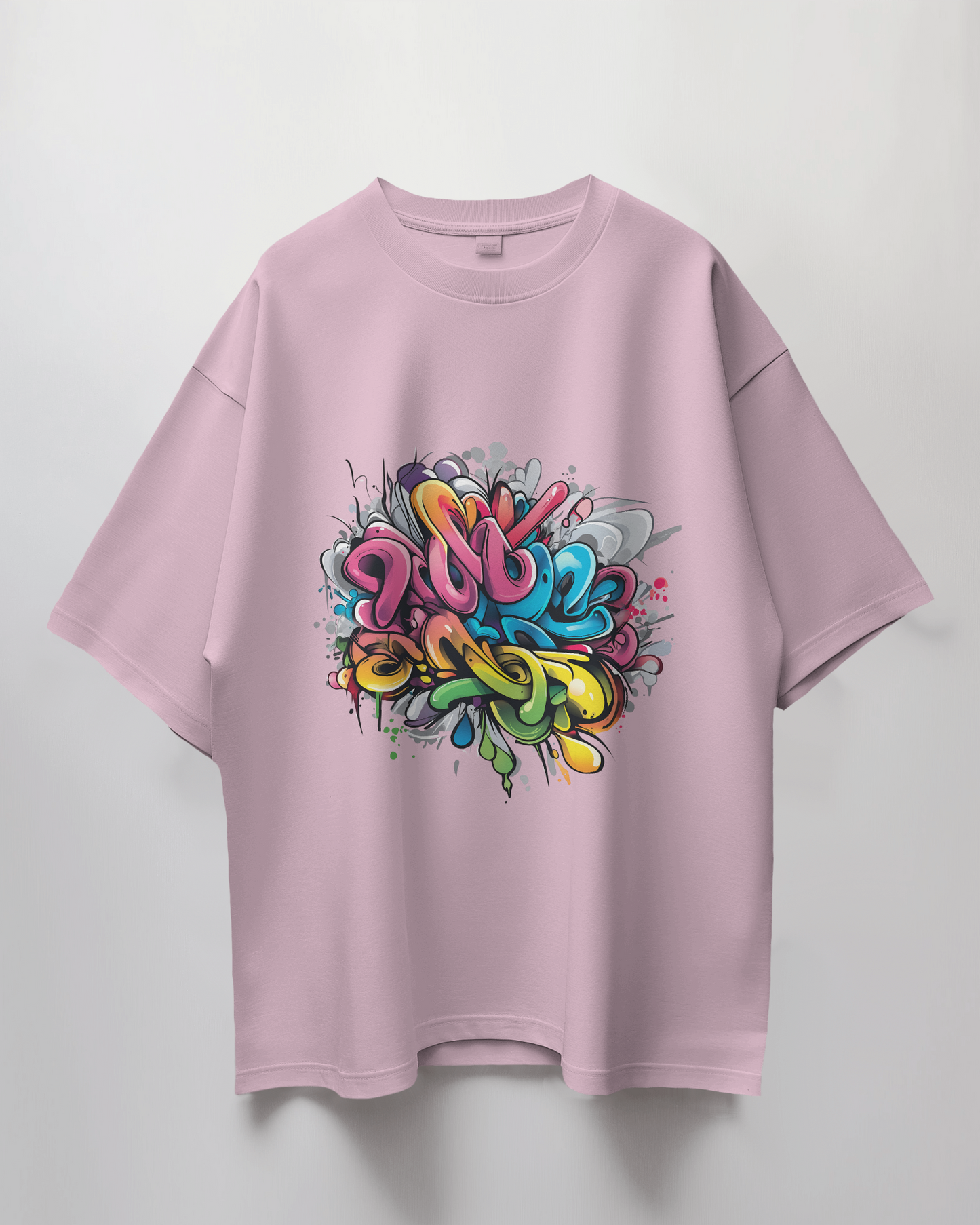 Colourful Doodle Graphic Print Oversized T-Shirt