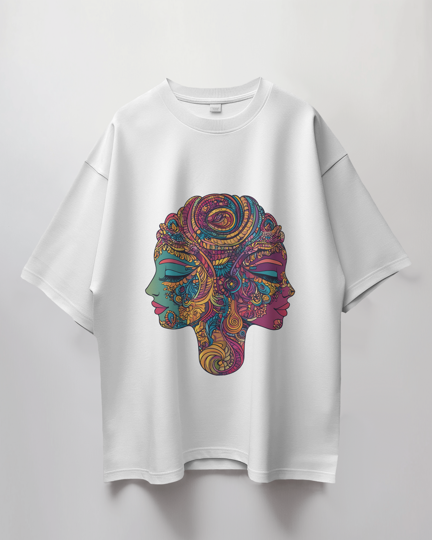 Two Faces Graphic Print Oversized T-Shirt