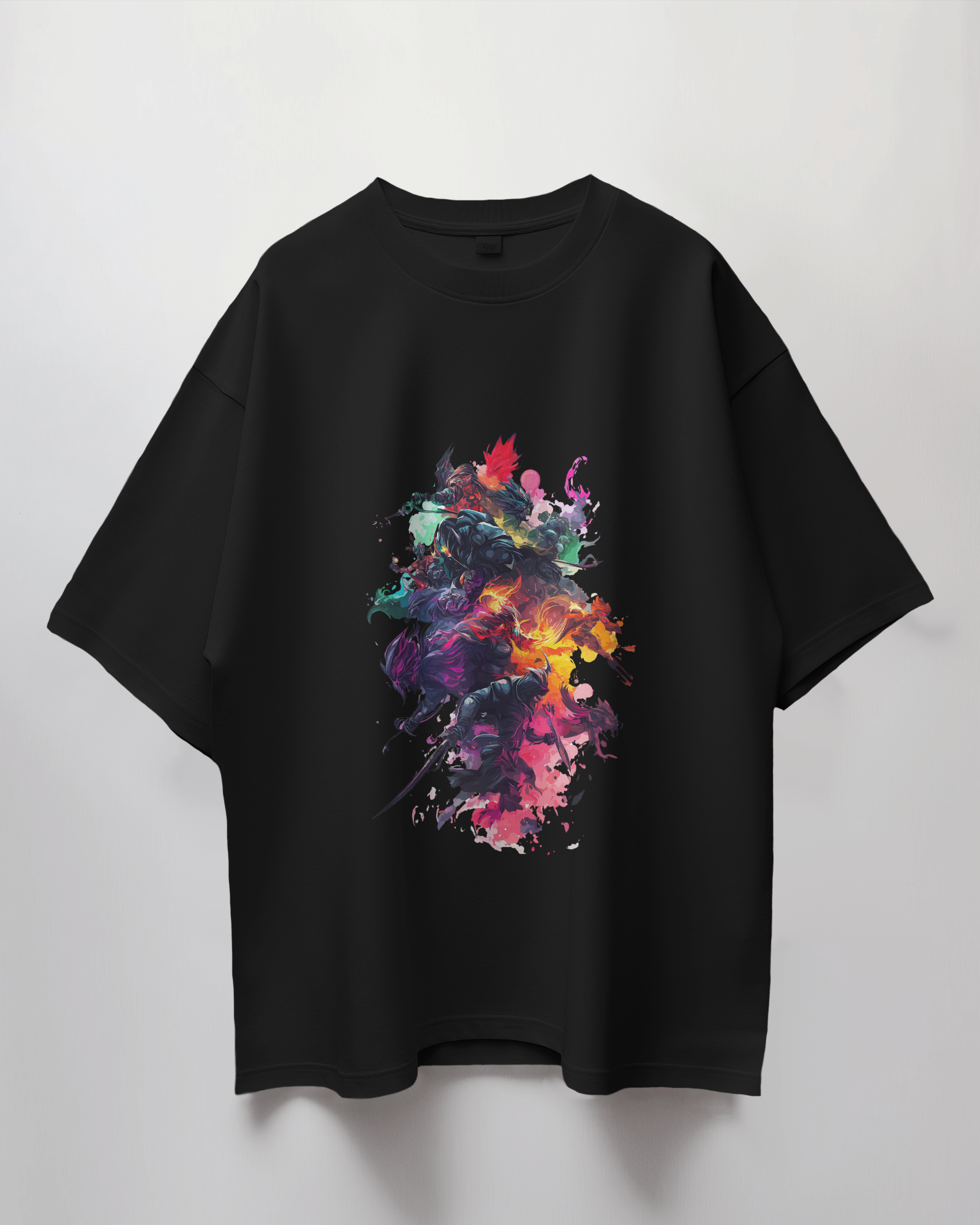 Abstract Anime Graphic Print Oversized T-Shirt