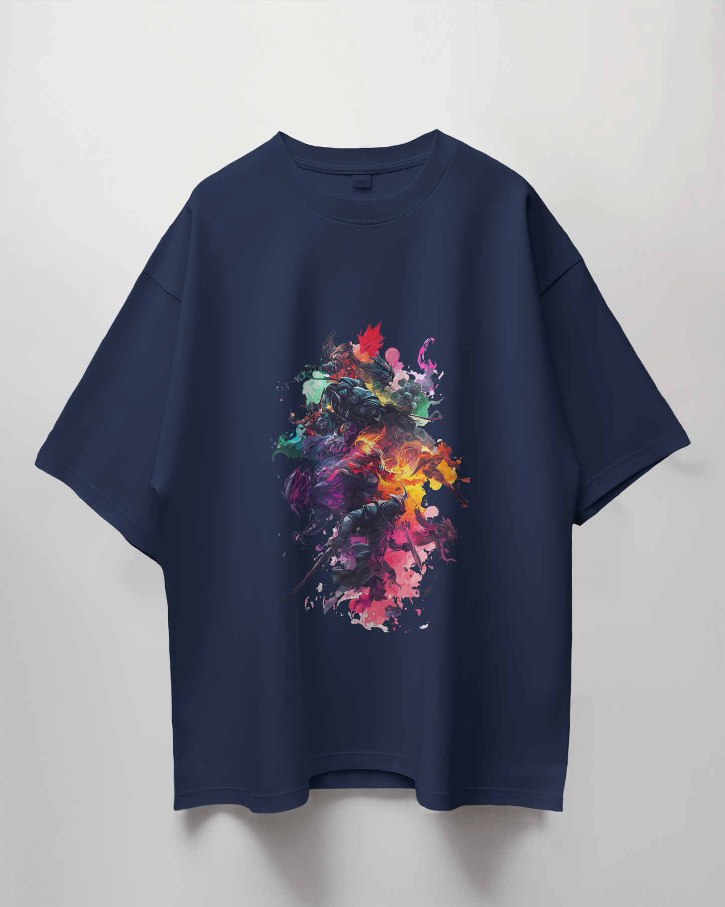 Abstract Anime Graphic Print Oversized T-Shirt