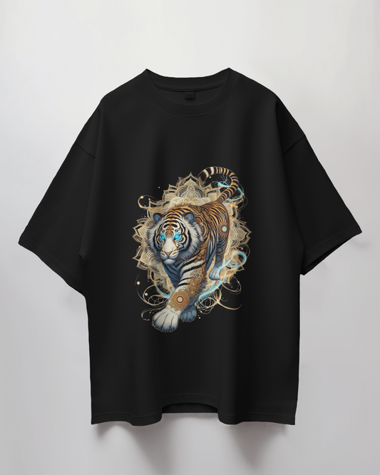 Charismatic Tiger Graphic Print Oversized T-Shirt