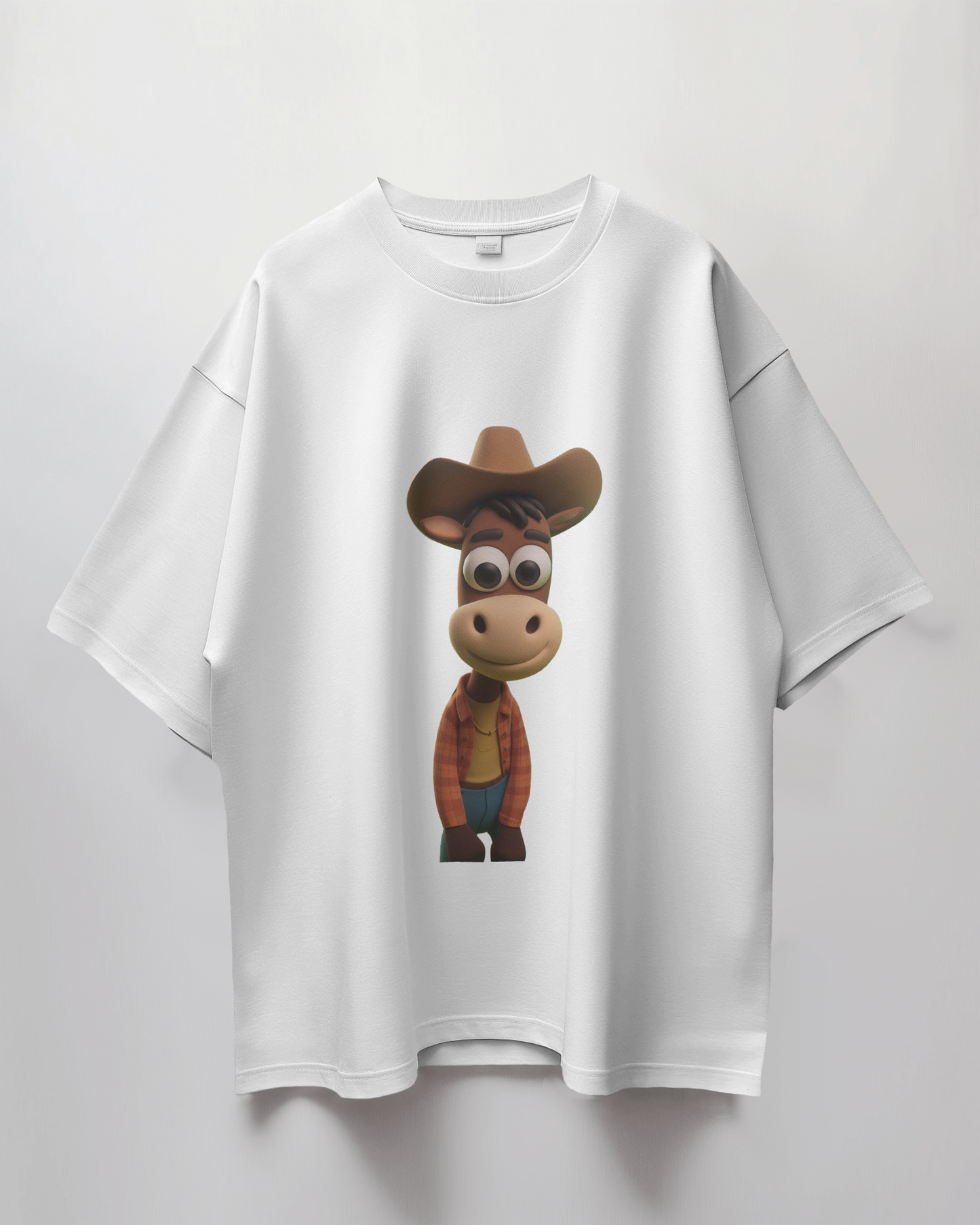 Lazy Cowboy Horse Graphic Print Oversized T-Shirt