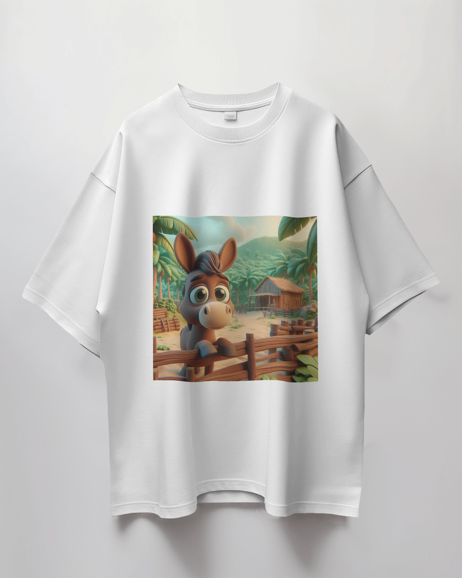 Cute Baby Horse Graphic Print Oversized T-Shirt