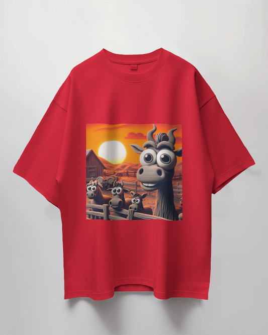 Animal Yard Graphic Print Oversized T-Shirt