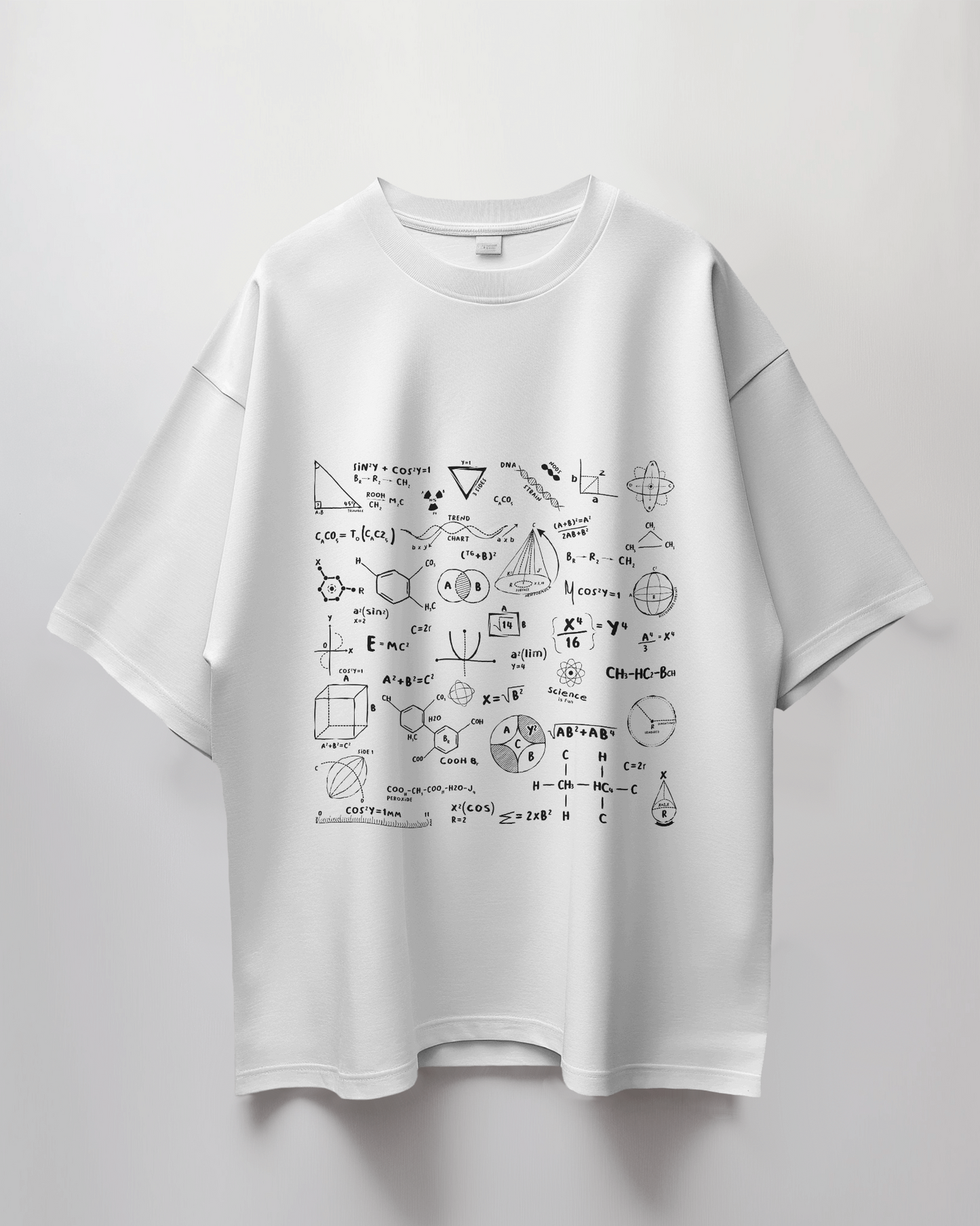 Science Geek Graphic Print Oversized T-Shirt