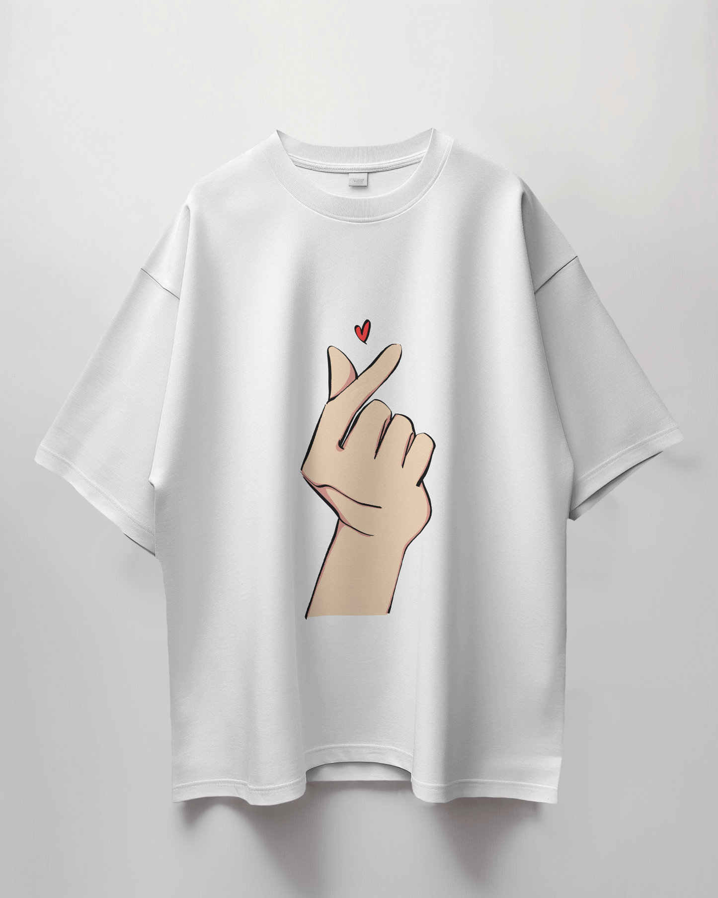 Finger Heart Graphic Print Oversized T-Shirt