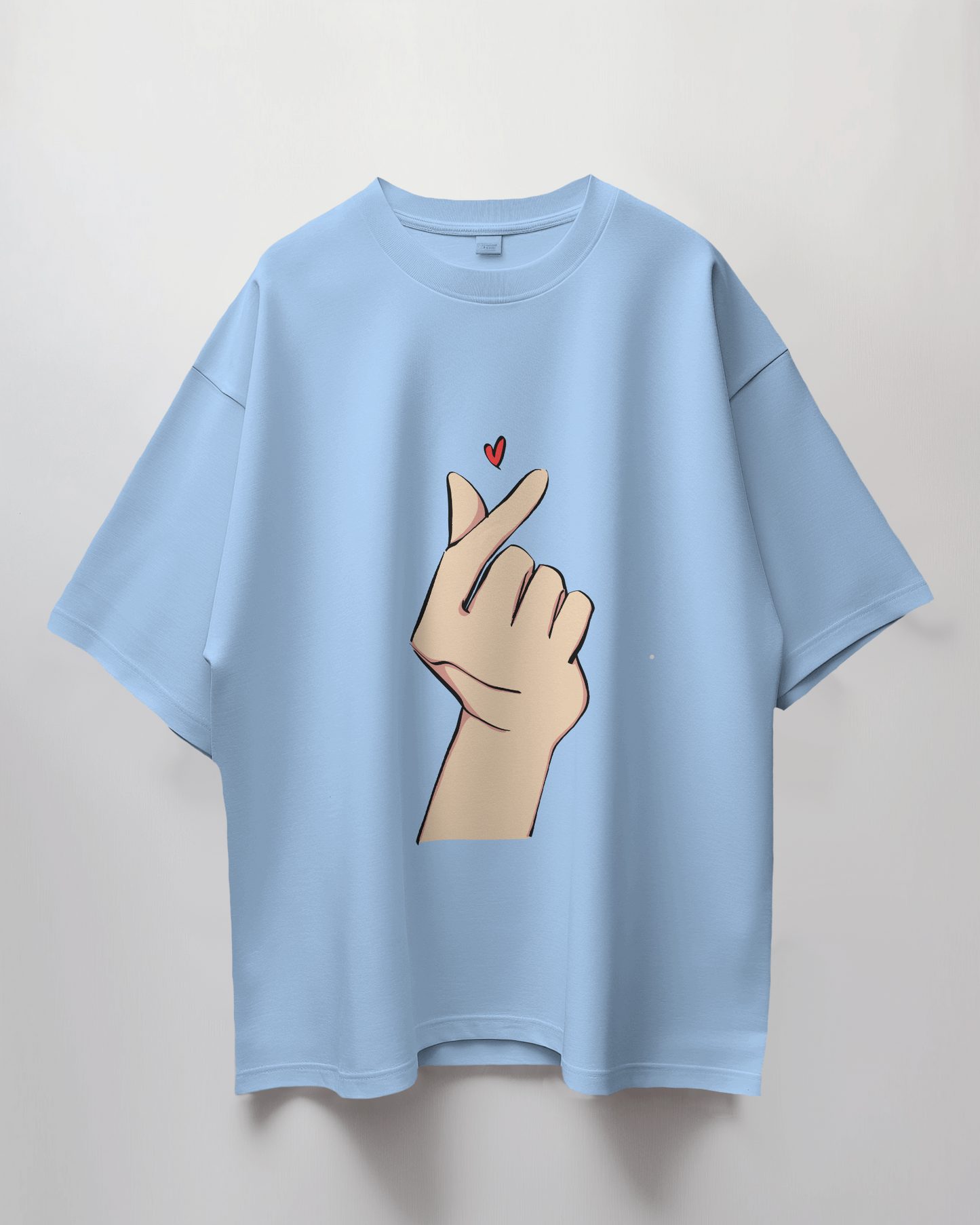 Finger Heart Graphic Print Oversized T-Shirt