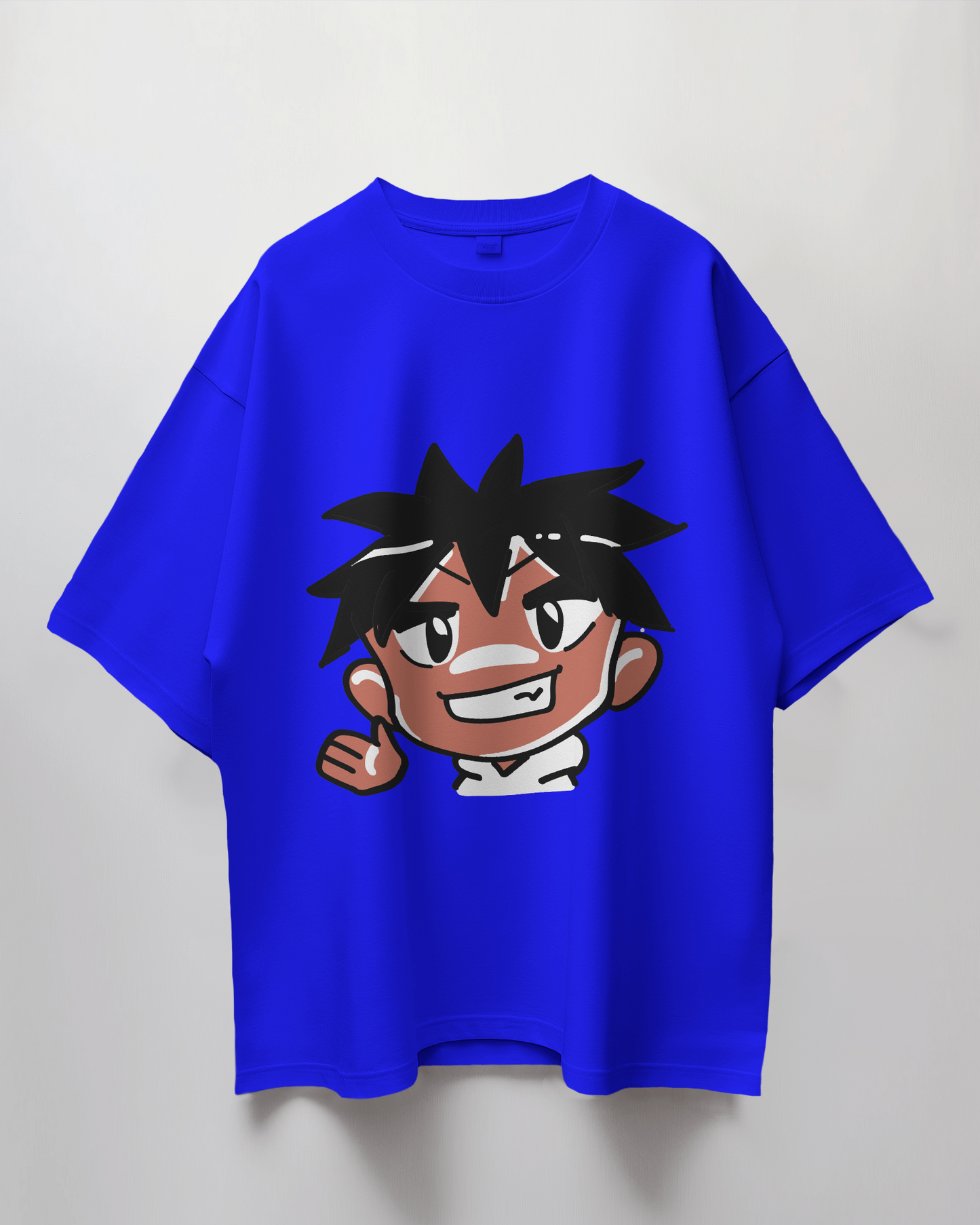 Brown Boy Cartoon Graphic Print Oversized T-Shirt