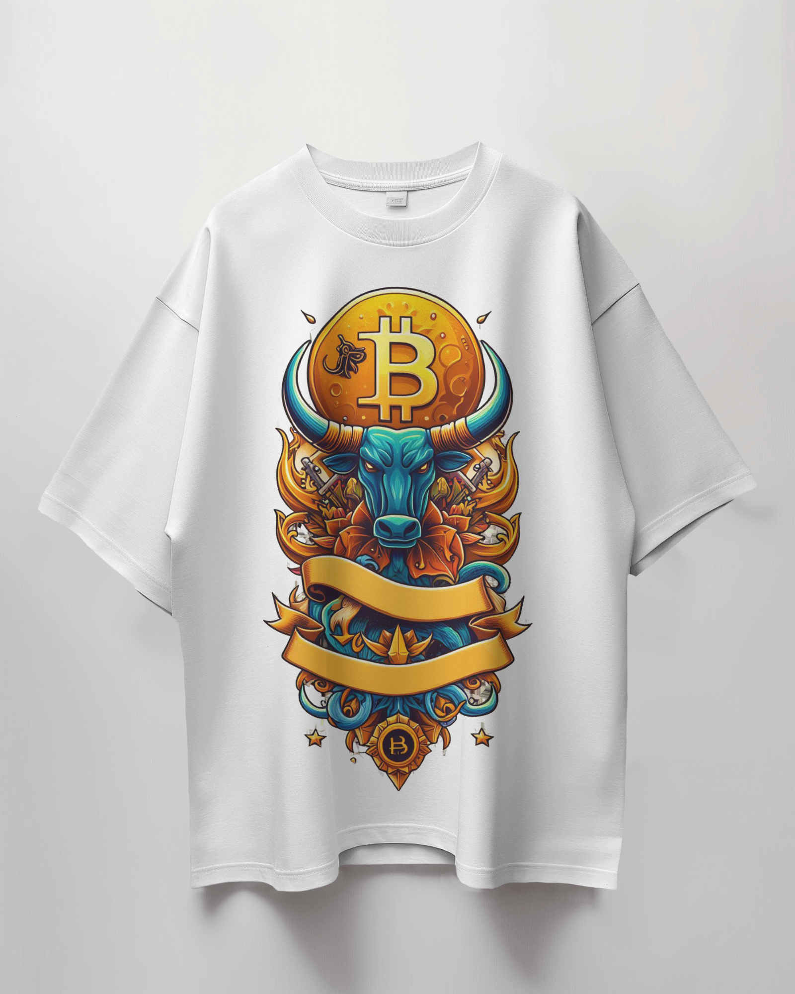 Bitcoin Bull Graphic Print Oversized T-Shirt