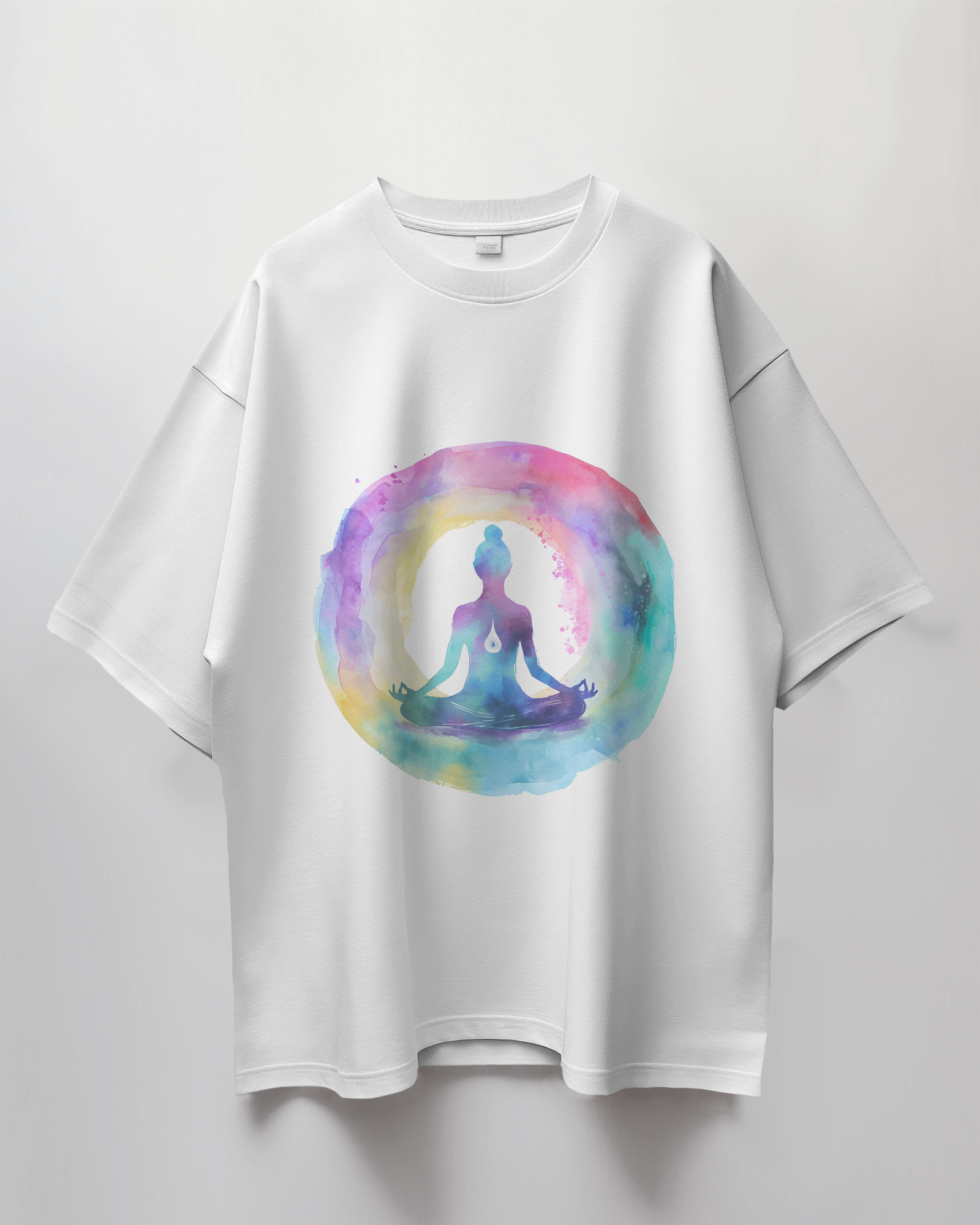 Meditating Girl Circle Graphic Print Oversized T-Shirt