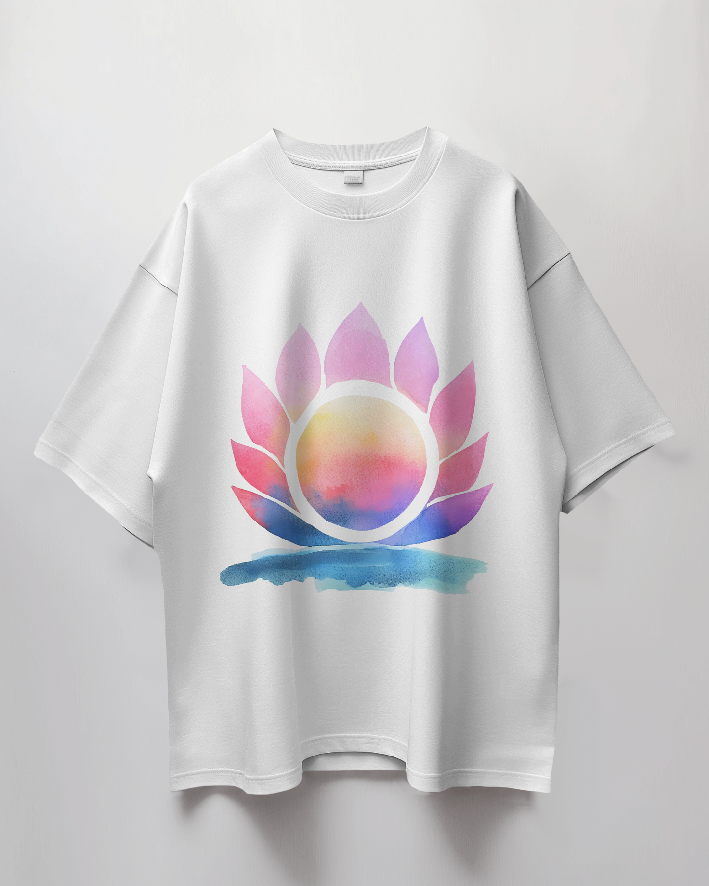 Rising Sun Watercolour Graphic Print Oversized T-Shirt