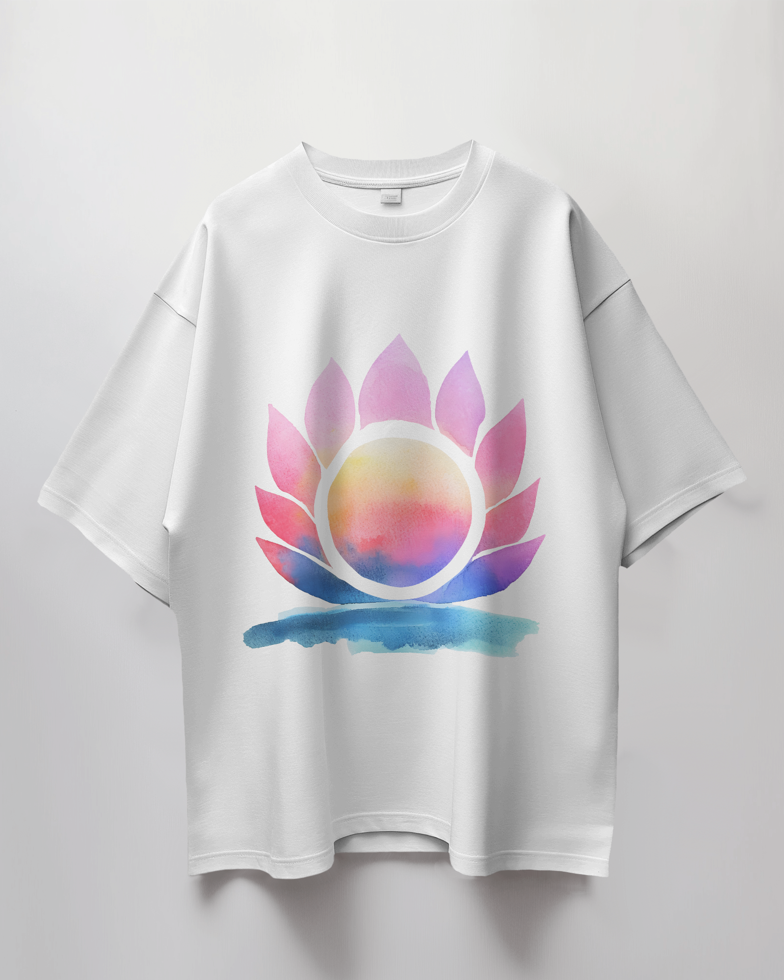 Rising Sun Watercolour Graphic Print Oversized T-Shirt