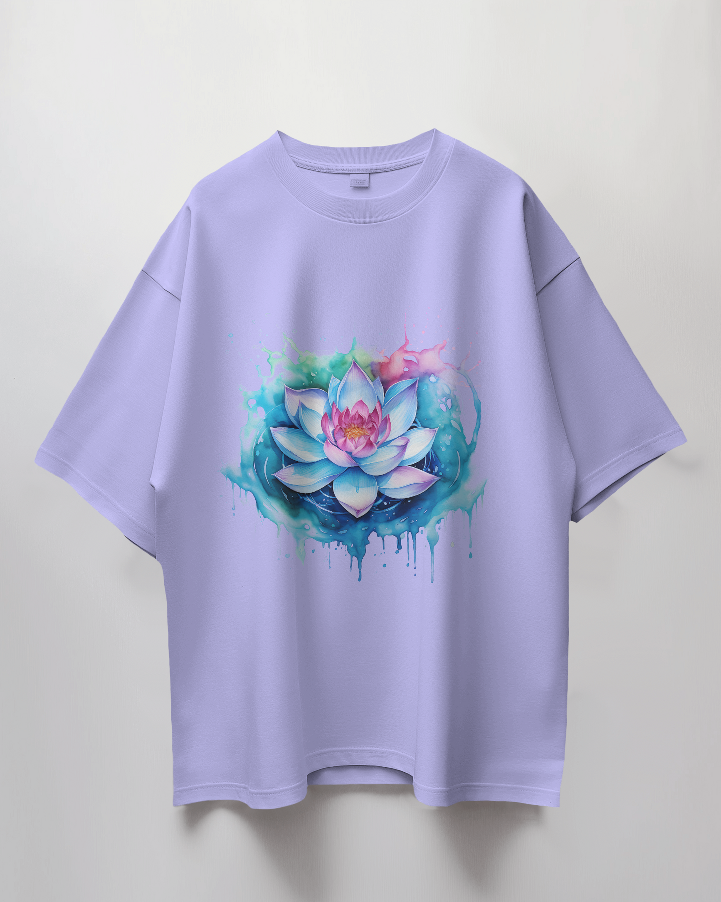 Lavender Lotus Graphic Print Oversized T-Shirt