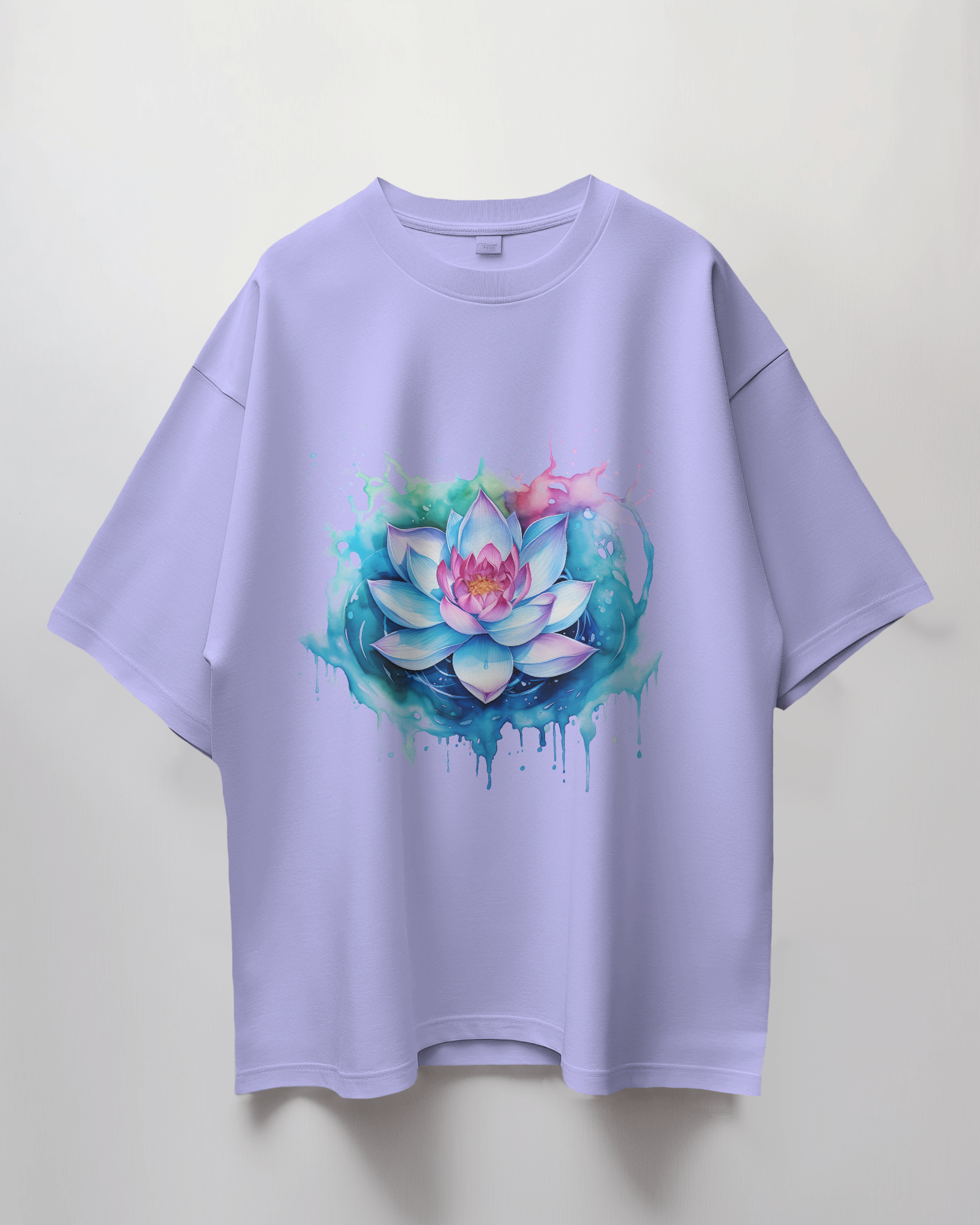 Lavender Lotus Graphic Print Oversized T-Shirt