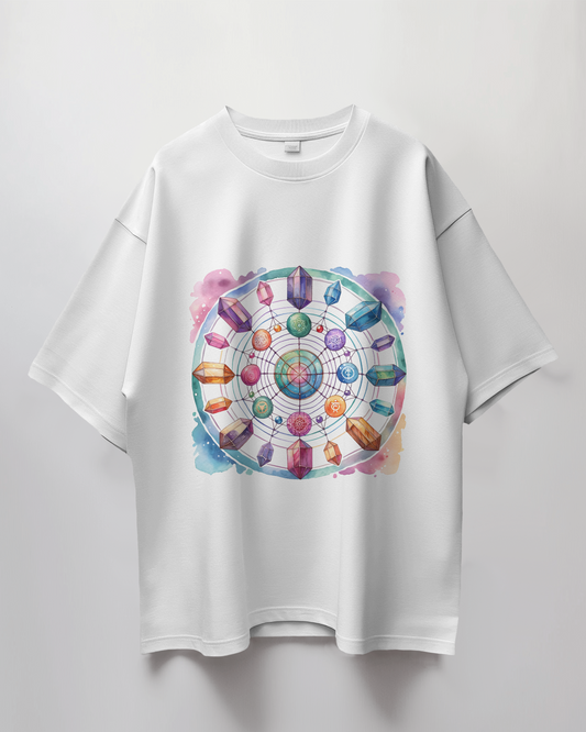 Crystal Circle Graphic Print Oversized T-Shirt