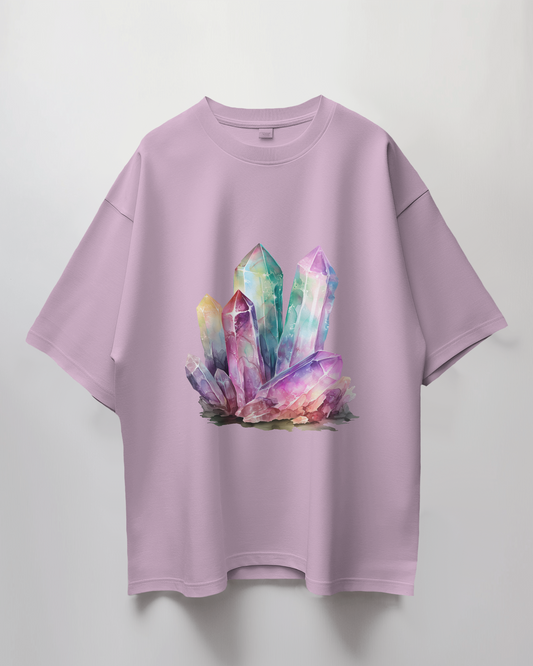 Colourful Crystals Graphic Print Oversized T-Shirt