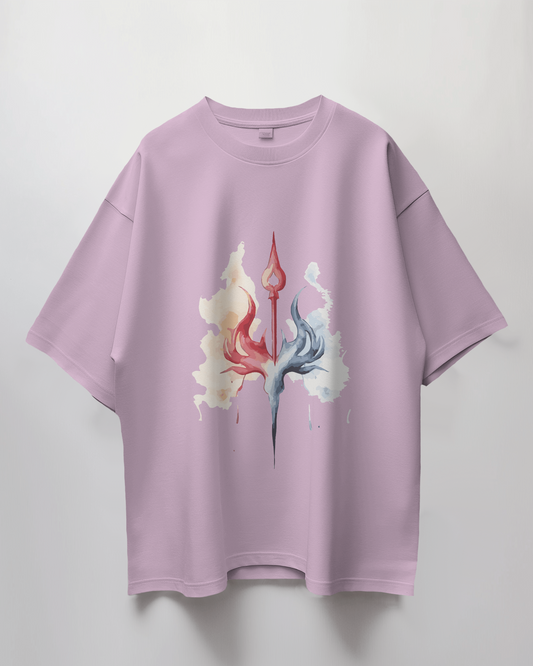 Pink Trishul Graphic Print Oversized T-Shirt