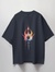 Navy Blue Trishul Graphic Print Oversized T-Shirt