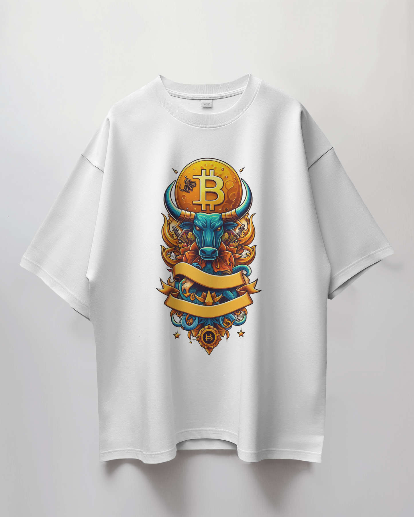 Bitcoin Bull Graphic Print Oversized T-Shirt