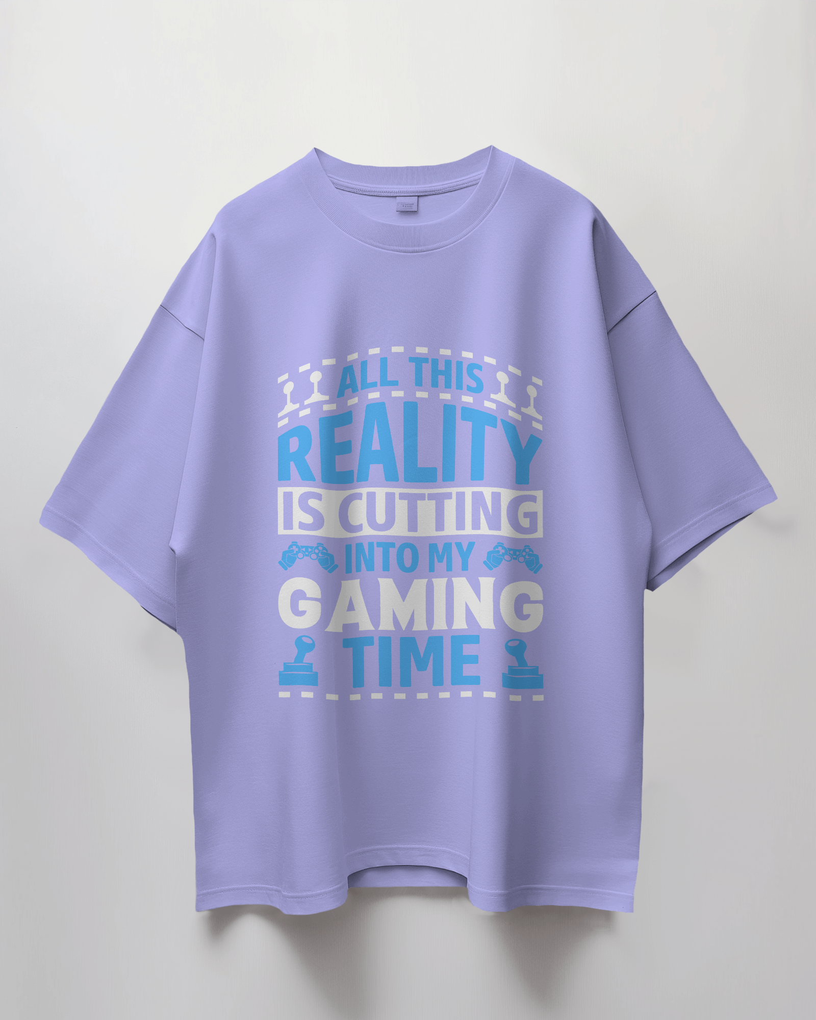 Reality vs Gaming Time Graphic Print Oversized T-Shirt