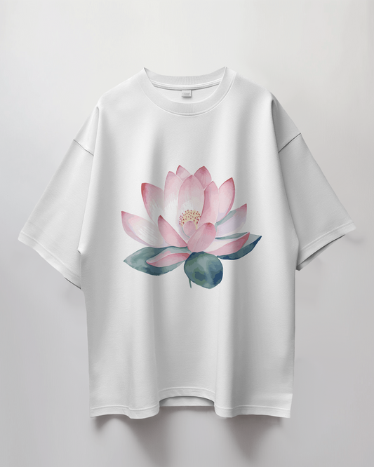 Pink Lotus Graphic Print Oversized T-shirt