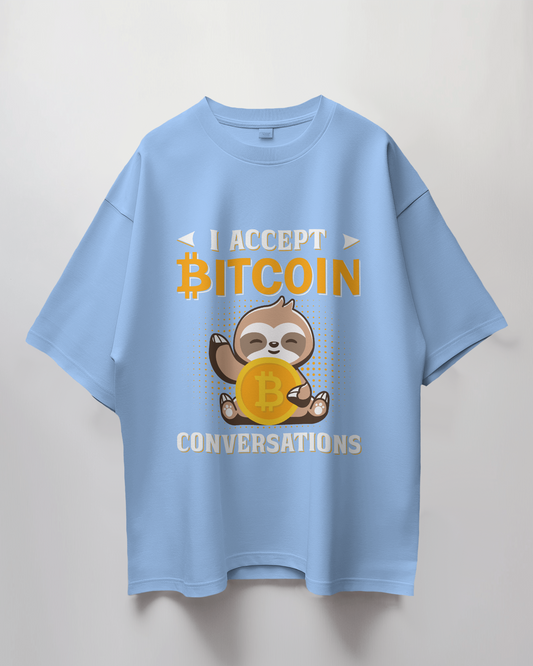 Bitcoin Conversations Graphic Print Oversized T-Shirt