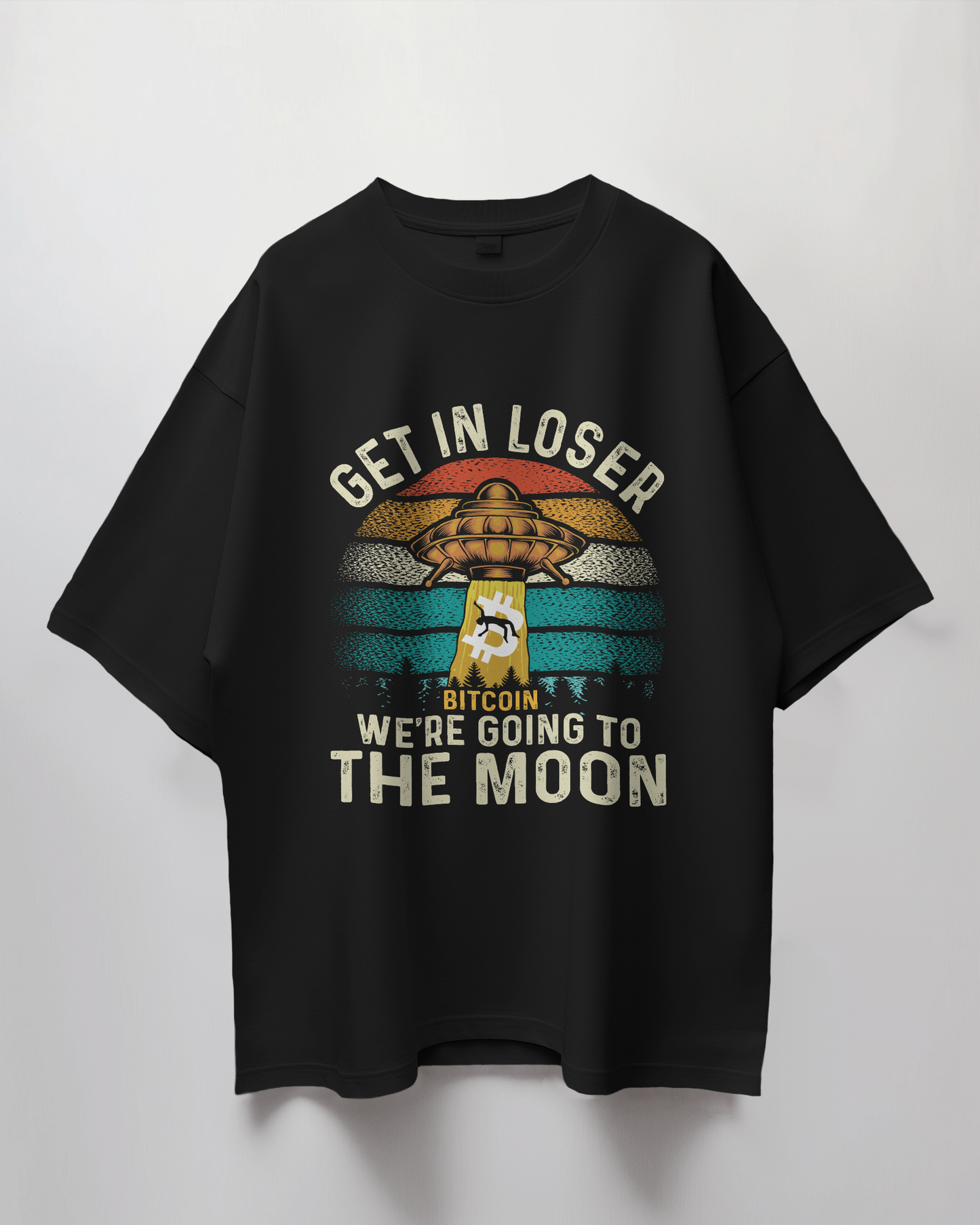 Bitcoin UFO Graphic Print Oversized T-Shirt