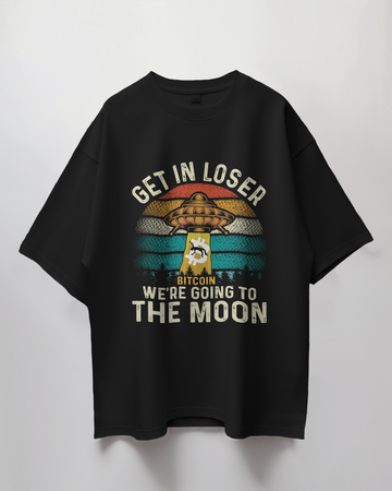 Bitcoin UFO Graphic Print Oversized T-Shirt