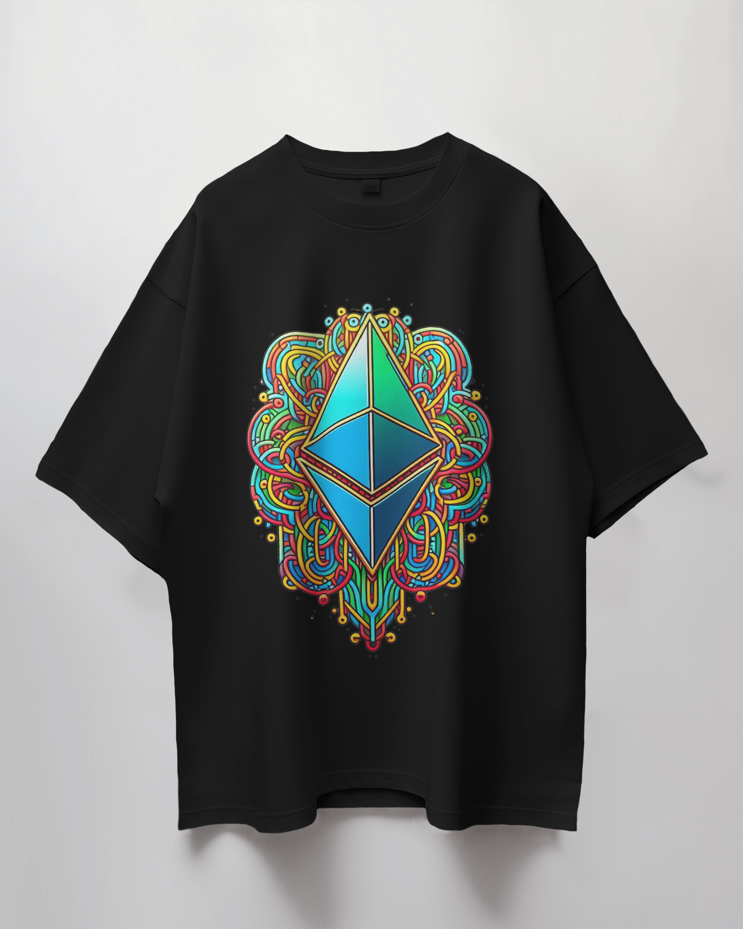 Ethereum Doodle Graphic Print Oversized T-Shirt