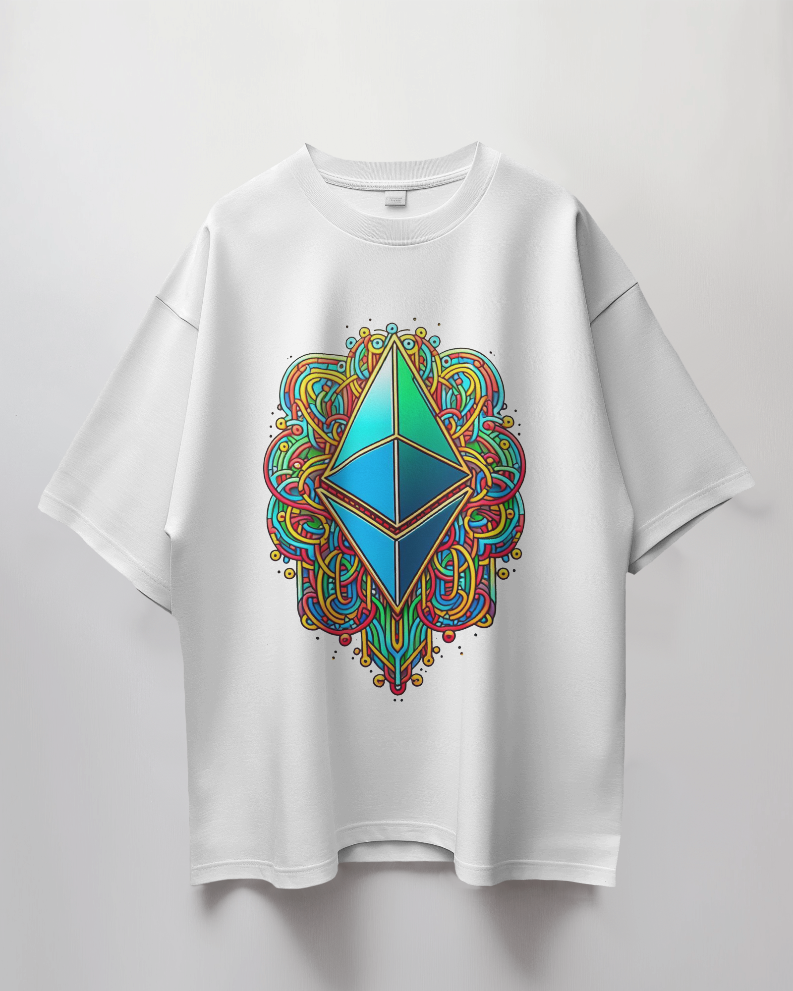 Ethereum Doodle Graphic Print Oversized T-Shirt